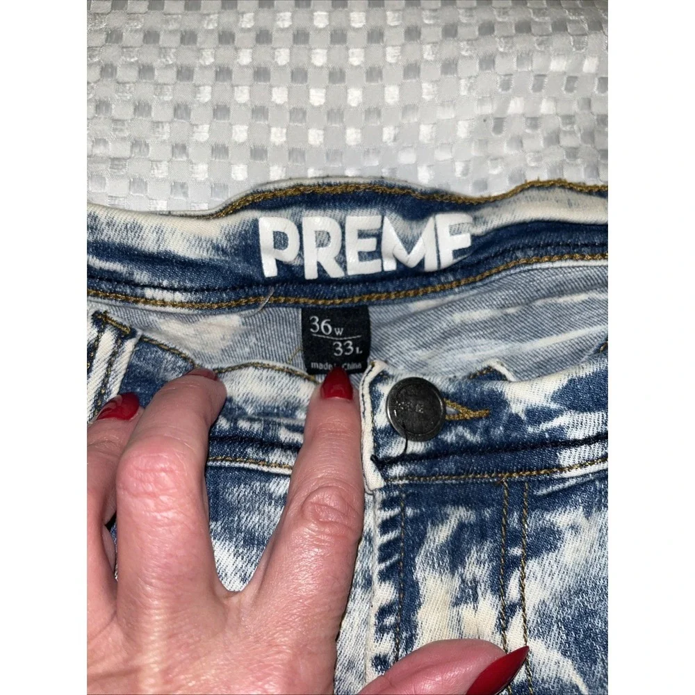 Buckle Preme Skinny Stretch Jean Destructed denim‎ cool quilted Front 36w 33L
